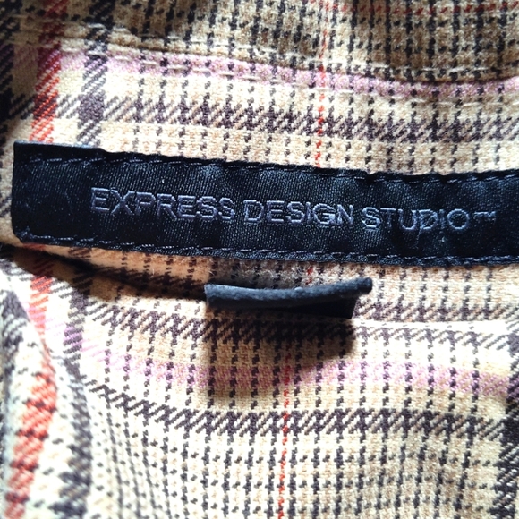 Express Design Studio Women's Multi Plaid Trench Rain Coat | Sz Large - Picture 4 of 8